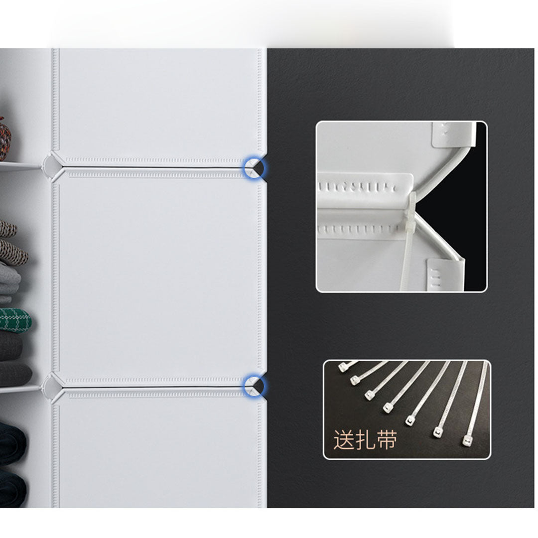 SOGA 10 Cubes White Portable Wardrobe Divide-Grid Modular Storage Organiser Foldable Closet with Doors • LUZ-Wrobe3520