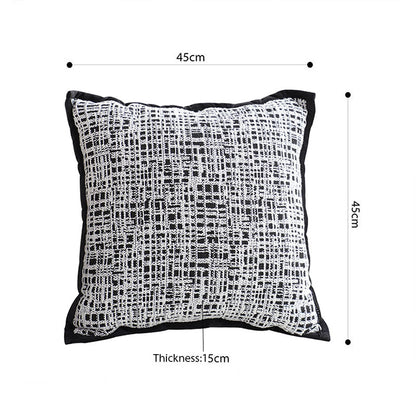 SOGA 45cm Vintage Leopard Print Sofa Black & White Grid Wide Edge Square Throw Pillow • LUZ-FrenchCushion251