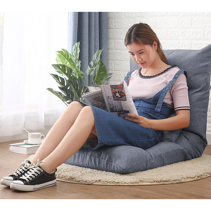 SOGA Lounge Floor Recliner Adjustable Lazy Sofa Bed Folding Game Chair Grey • LUZ-LoungeFabricGrey