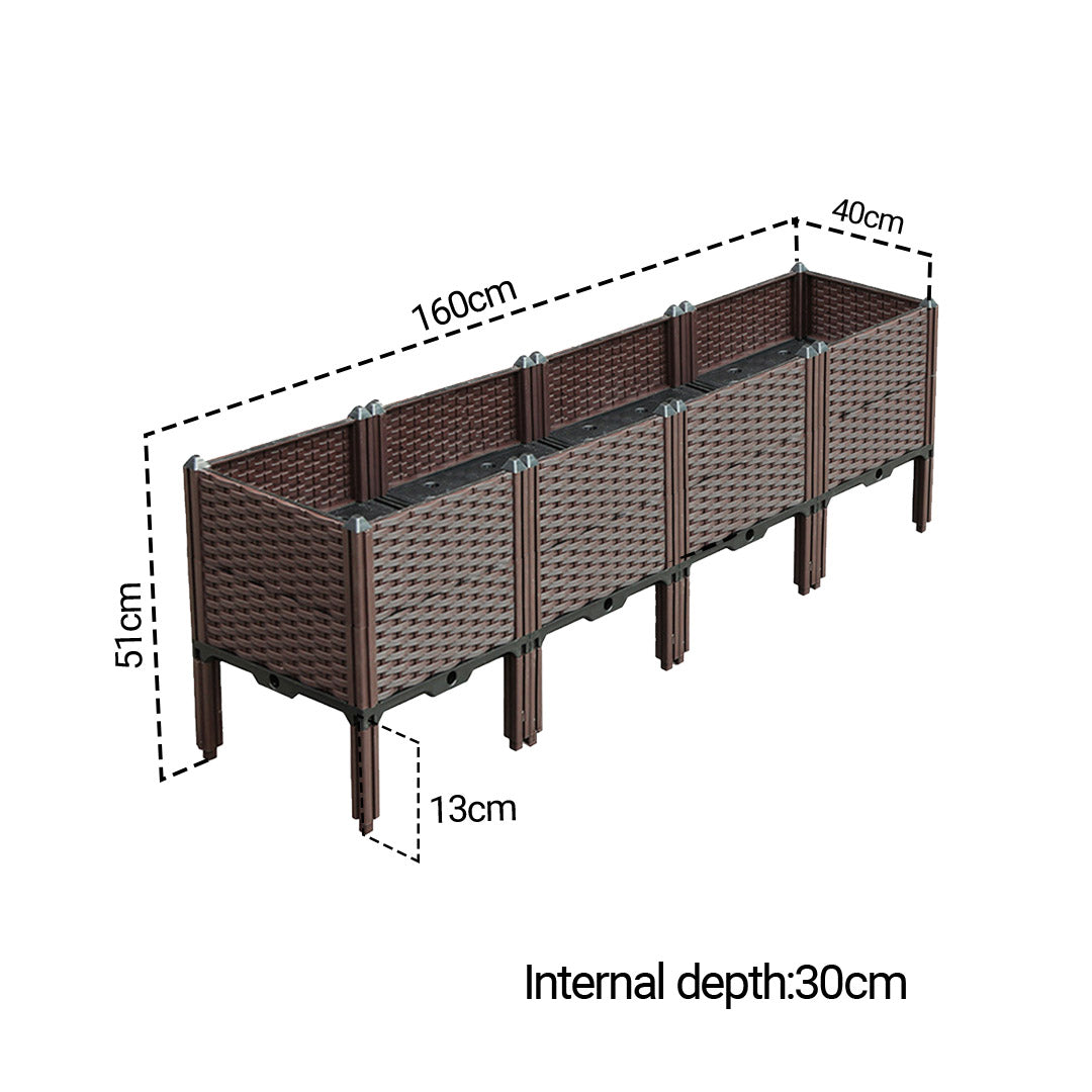 SOGA 2X 160cm Raised Planter Box Vegetable Herb Flower Outdoor Plastic Plants Garden Bed with Legs Deepen • LUZ-PlantBox4FX2