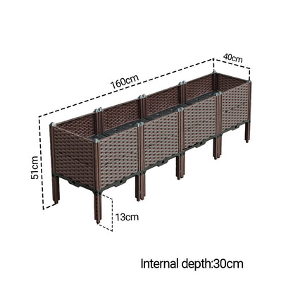 SOGA 2X 160cm Raised Planter Box Vegetable Herb Flower Outdoor Plastic Plants Garden Bed with Legs Deepen • LUZ-PlantBox4FX2