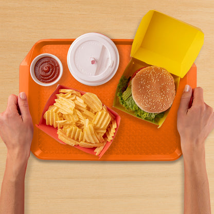 SOGA Rectangular Serving Tray Heavy Duty Waterproof Stackable Plastic Food Snack Pan Set of 5 Orange • LUZ-PVPlateOrangeX5