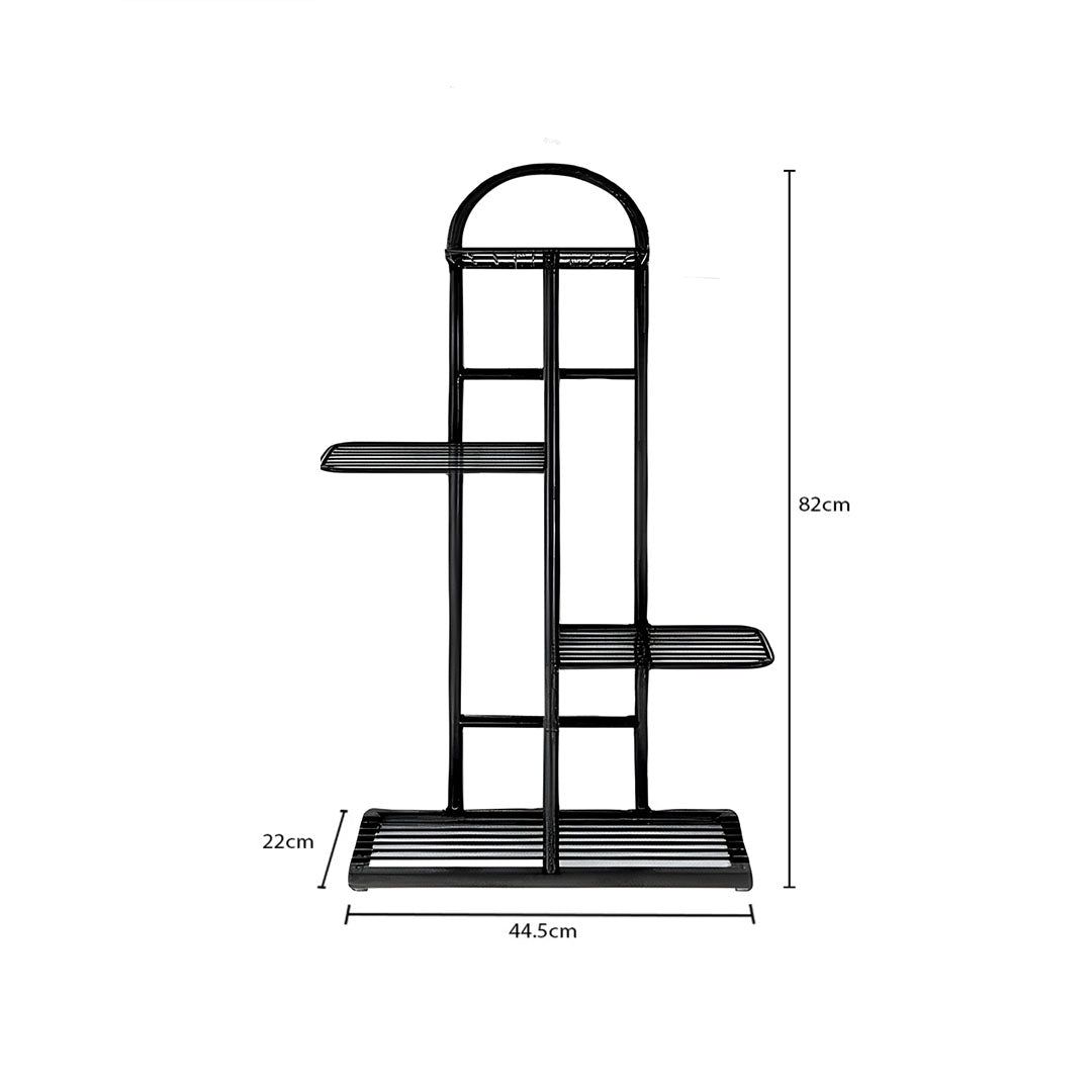 SOGA 4 Tier 5 Pots Black Metal Plant Stand Flowerpot Display Shelf Rack Indoor Home Office Decor • LUZ-FPotH02