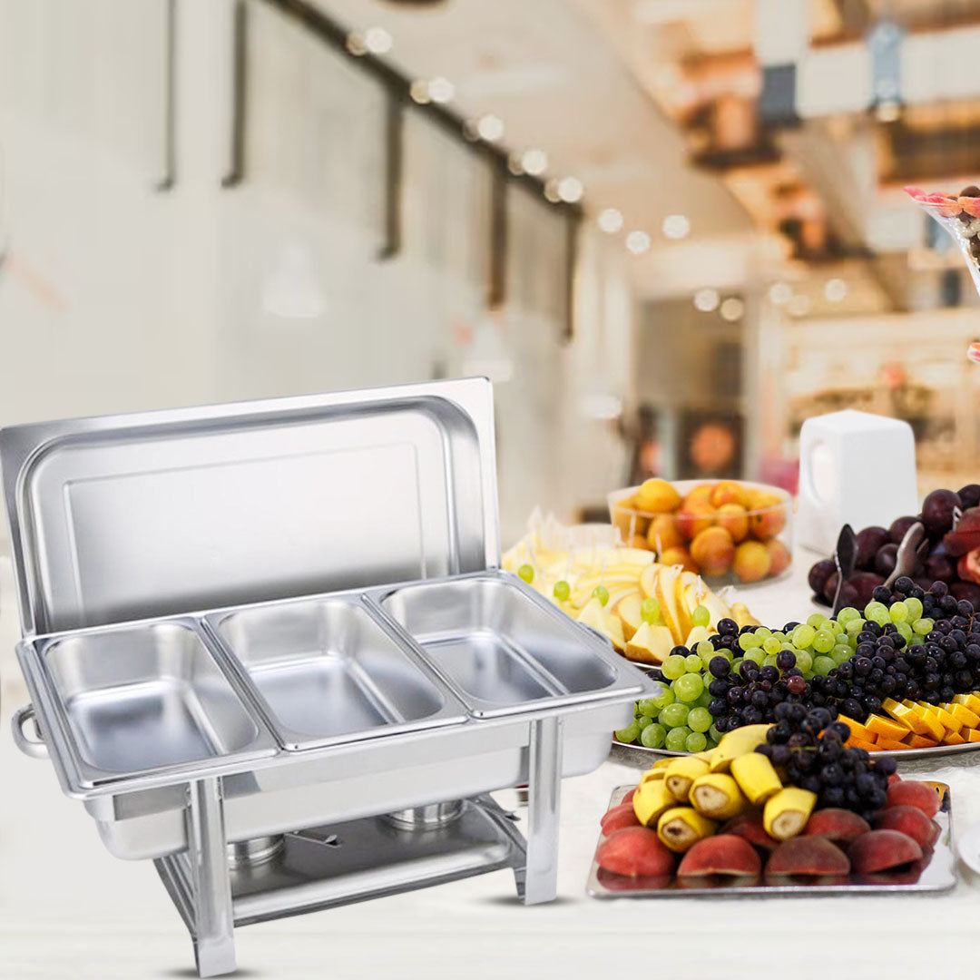 SOGA 4X Stainless Steel Chafing Triple Tray Catering Dish Food Warmer • LUZ-ChafingDish56083X4
