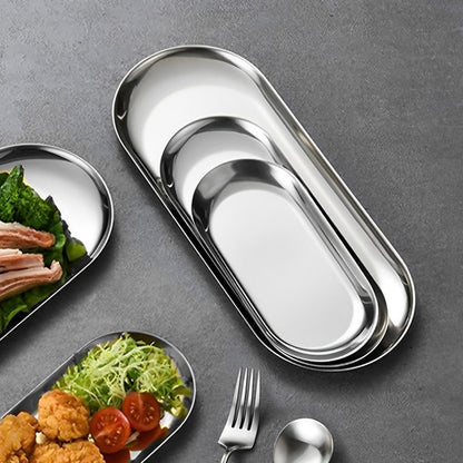 SOGA Silver Nordic Oval Plate Set Small Medium, and Large for 3 Pieces Kitchen Essentials • LUZ-VICPlate50
