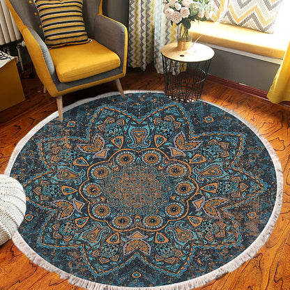 SOGA 2X 120cm Mandala Pattern Circle Area Rugs for Living Room Lounge, Anti-slip Doormat, Home Decor • LUZ-CarpetYH40X2