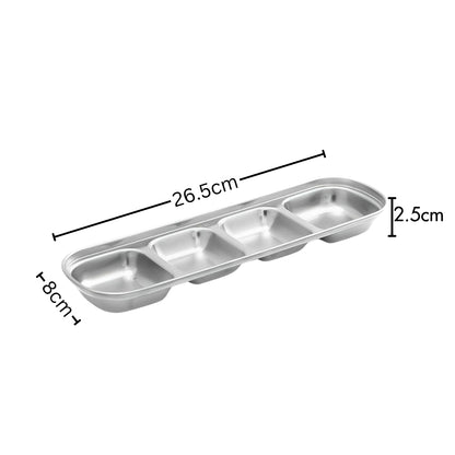 SOGA 26cm Silver Sauce Pan with four Compartments Divided Sauce Dish Kitchen Essential • LUZ-VICPlate48