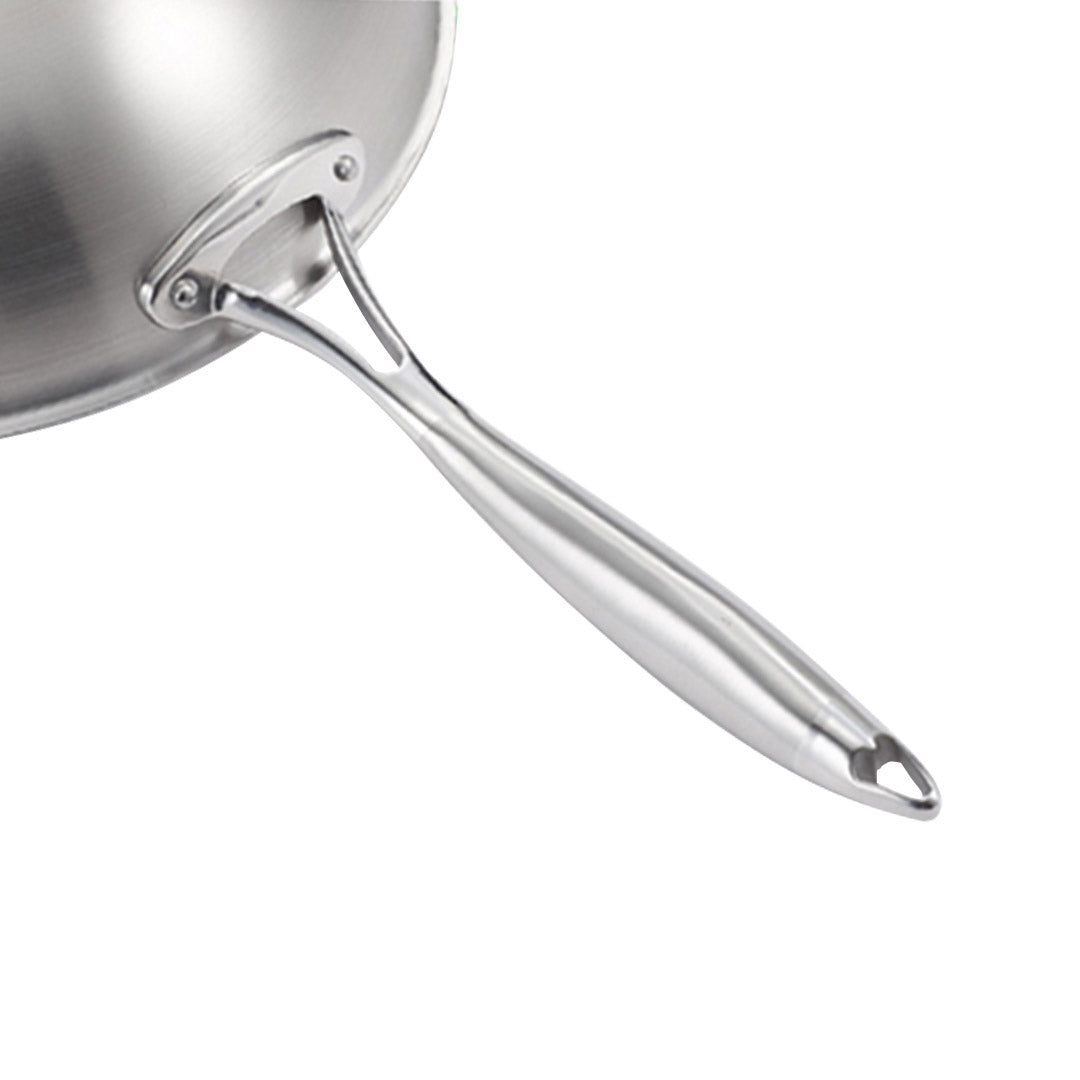 SOGA 18/10 Stainless Steel Fry Pan 34cm Frying Pan Top Grade Textured Non Stick Interior Skillet with Helper Handle and Lid • LUZ-TRIFPS34