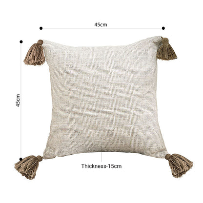 SOGA 50cm Beige Pillow Textured Throw Cover, Luxurious Rib Knit Ribbed Cotton Throw Pillow • LUZ-FrenchCushion203