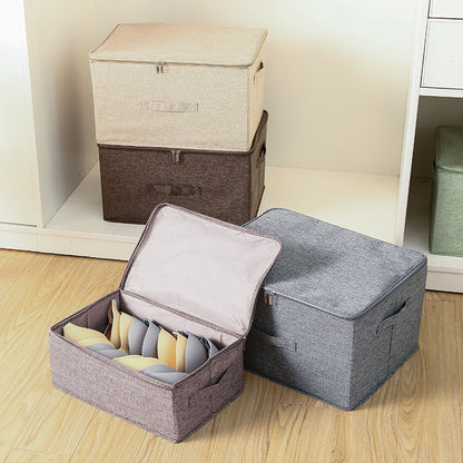 SOGA 2X Coffee Small Portable Double Zipper Storage Box Moisture Proof Clothes Basket Foldable Home Organiser • LUZ-SBox025X2