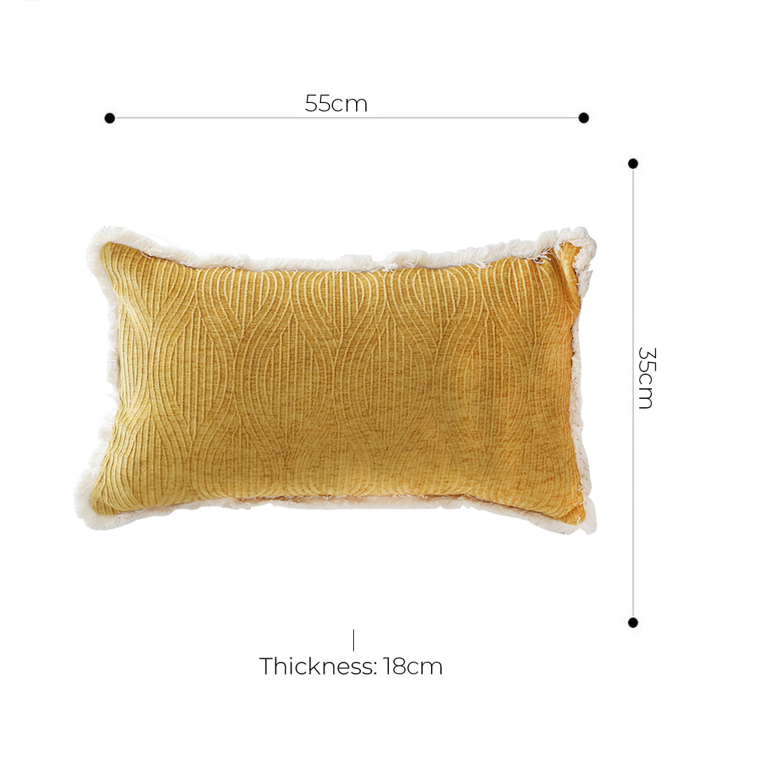 SOGA 2X 35cm Throw Pillow Turmeric Yellow Aesthetic Chenille Texture for Home Decor • LUZ-FrenchCushion314X2