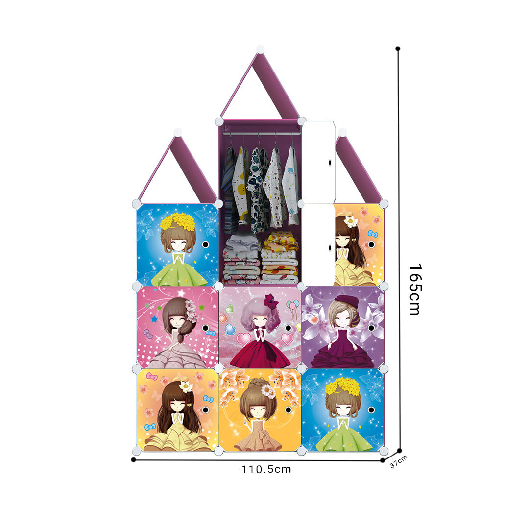 SOGA 10 Cubes DIY Princess Design Portable Wardrobe Divide-Grid Modular Storage Organiser Foldable Closet • LUZ-Wrobe4135