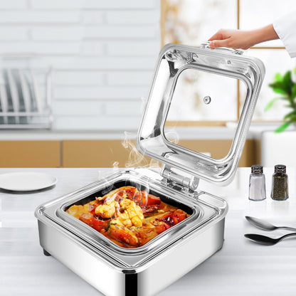 SOGA Stainless Steel Square Chafing Dish Tray Buffet Cater Food Warmer Chafer with Top Lid • LUZ-ChafingDish2104