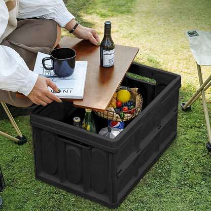 SOGA 2X 34.5x22cm 18L Black Car & Camping Foldable Storage Box Crate Stackable Container No Handle • LUZ-StorageBox3701X2