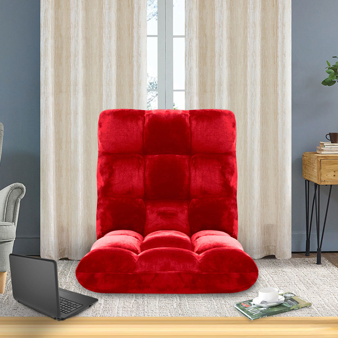 SOGA 2X Floor Recliner Folding Lounge Sofa Futon Couch Folding Chair Cushion Red • LUZ-LoungeChairRedX2