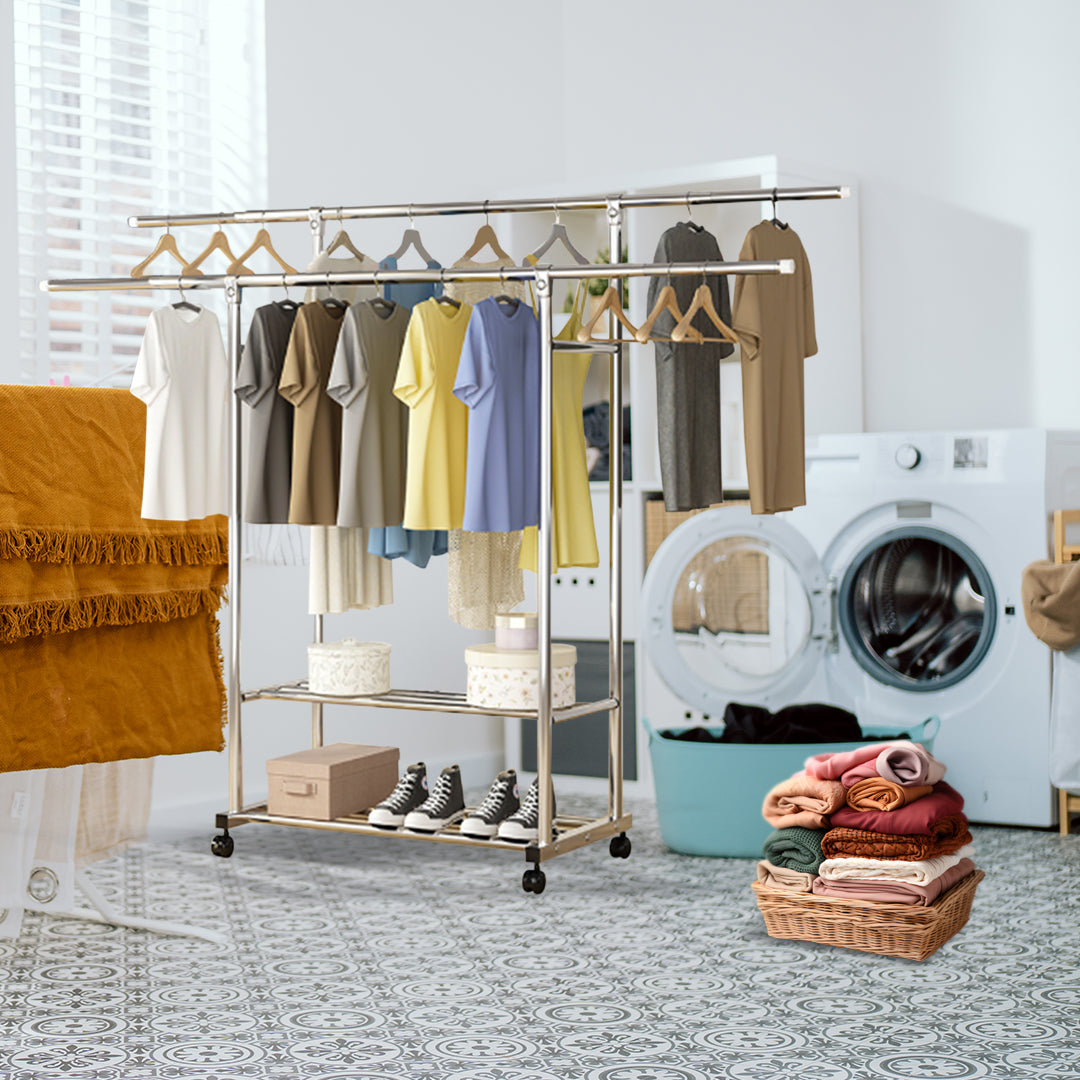 SOGA 200cm Stainless Steel Floor-Standing Clothes Rack - Durable and Space-Saving Laundry Organizer • LUZ-BSXG2531