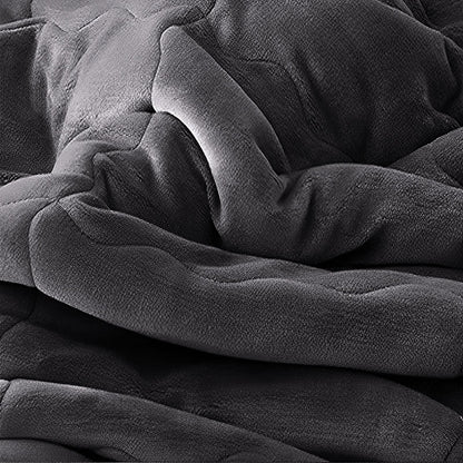 SOGA 2X Dark Grey Throw Blanket Warm Cozy Double Sided Thick Flannel Coverlet Fleece Bed Sofa Comforter • LUZ-Blanket303X2