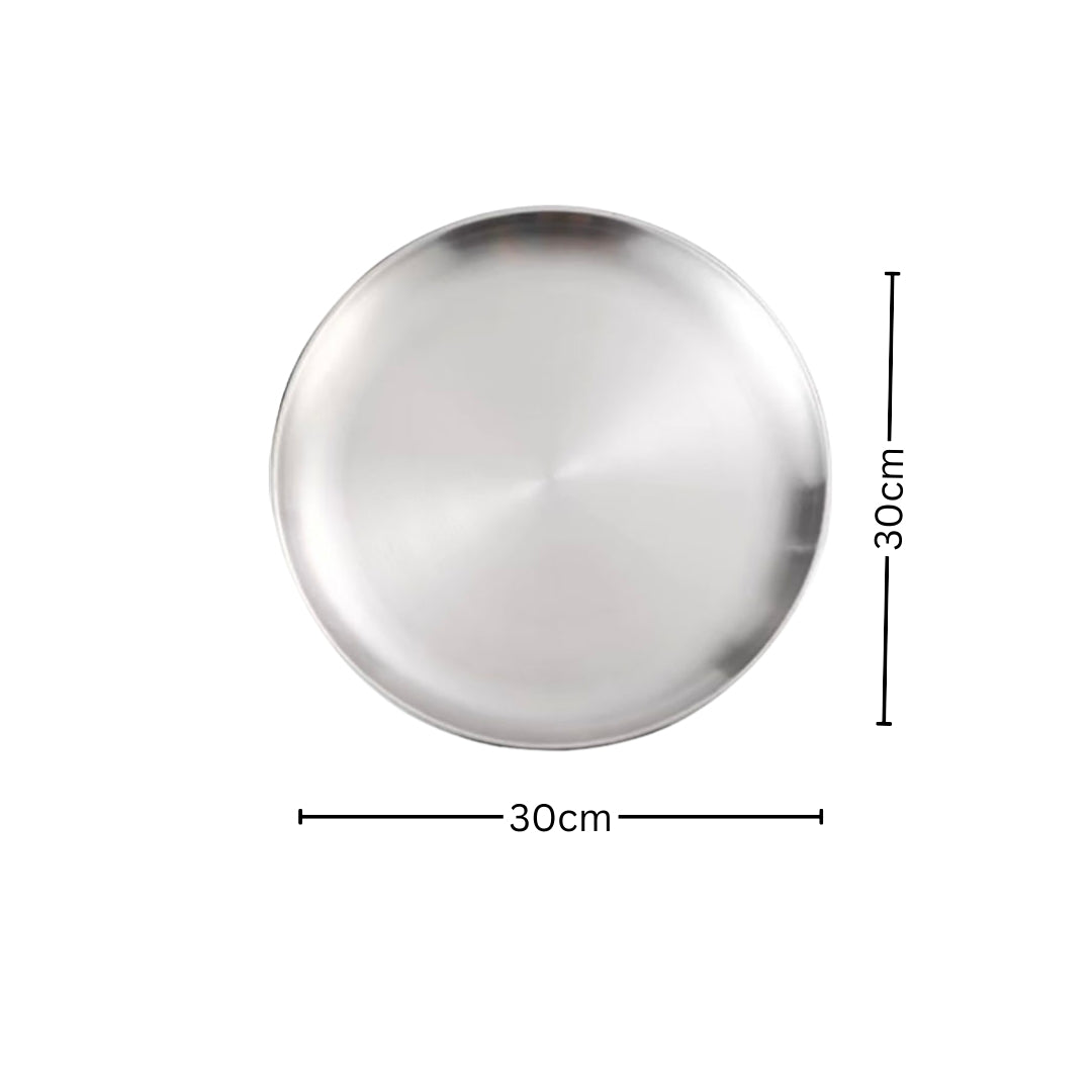 SOGA 30cm Premium Silver Grilling Plate  Durable Heat Resistant  Perfect for BBQs and Outdoor Cooking Kitchen Essential • LUZ-VICPlate56