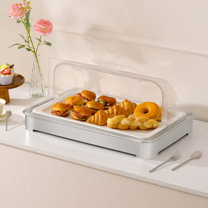 SOGA 59x38.5cm Silver Color Ceramic Serving Bowl Chafing Dish for Kitchen Essential • LUZ-ChafingDish6V11