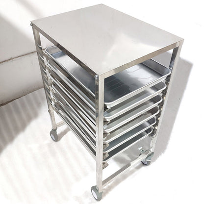 SOGA 2X Gastronorm Trolley 7 Tier Stainless Steel Bakery Trolley Suits 60cmx40cm Tray with Working Surface • LUZ-GastronormRackingTrolley1318X2