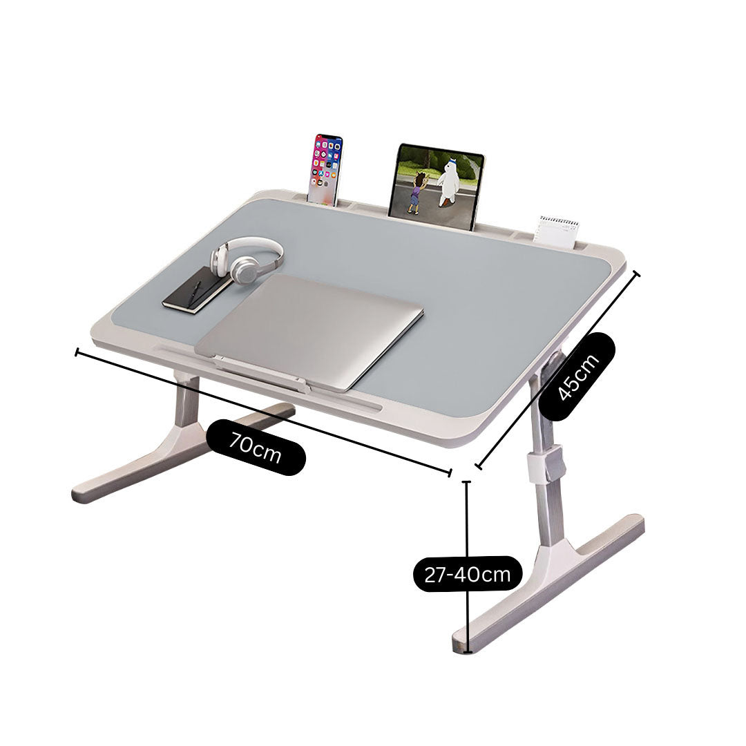 SOGA 70X45cm Grey Small Laptop Bed Portable Foldable Study Table Adjustable • LUZ-BedTableA13
