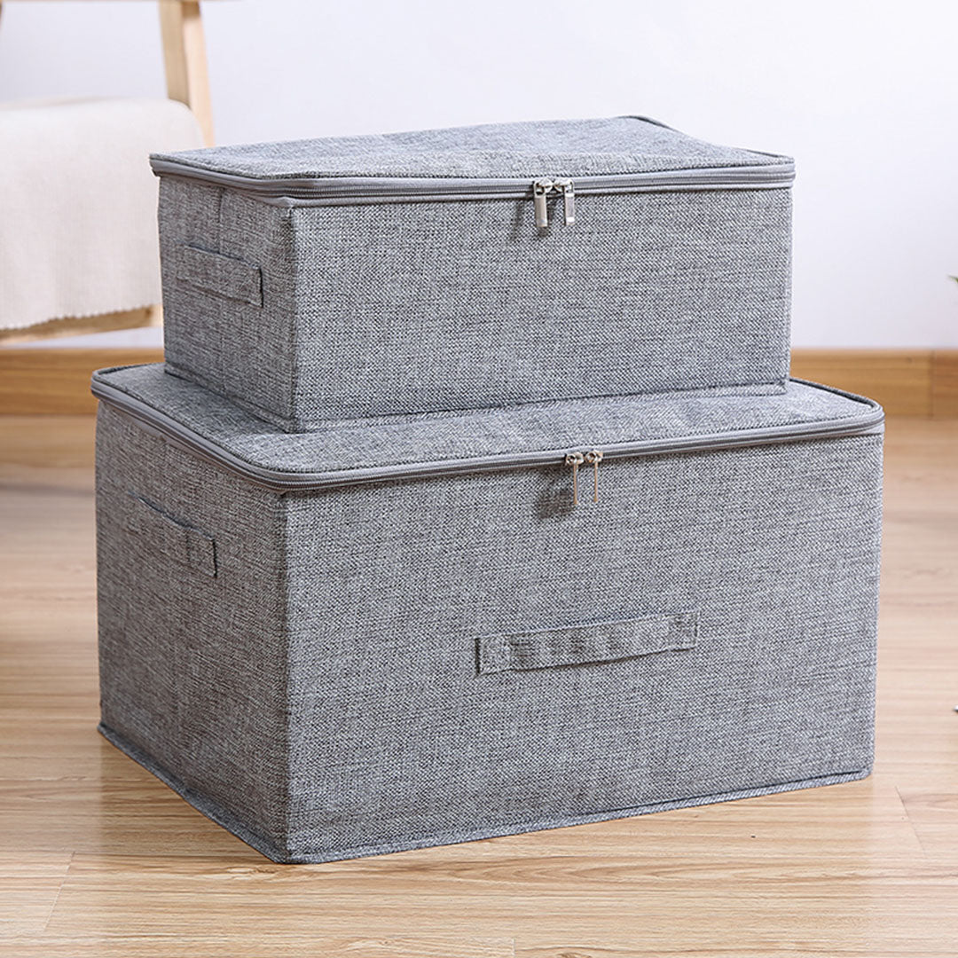 SOGA Grey Large Portable Double Zipper Storage Box Moisture Proof Clothes Basket Foldable Home Organiser • LUZ-SBox022