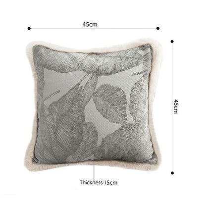 SOGA 45cm Wabi-sabi Raised Embroidery Leaf & Square Throw Pillow • LUZ-FrenchCushion260
