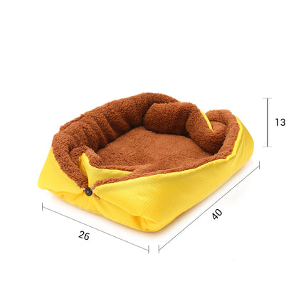SOGA 2X Yellow Dual-purpose Cushion Nest Cat Dog Bed Warm Plush Kennel Mat Pet Home Travel Essentials • LUZ-CarPetBag03X2