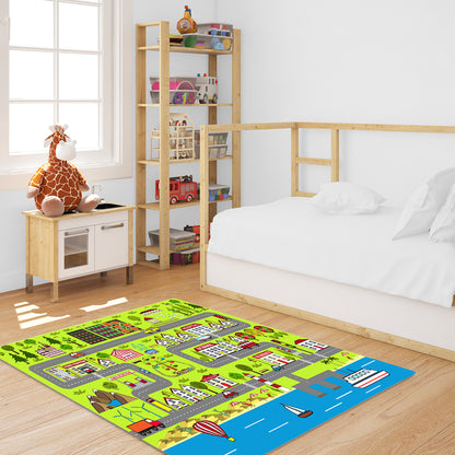 SOGA 120cm Kids Rug Street Map Play Mat, Educational Baby Theme Park Area Rugs • LUZ-KidCarpet600