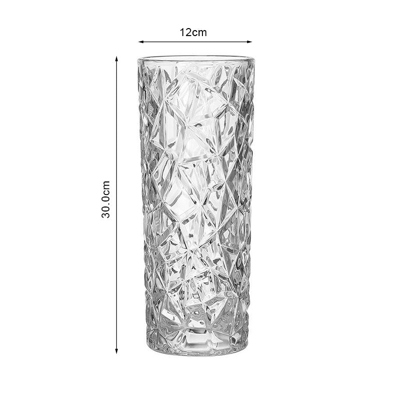 SOGA 30cm Sleek Clear Glass Vase Elegant Wide Crystal Design for Modern Home Décor • LUZ-GVaseClearSML