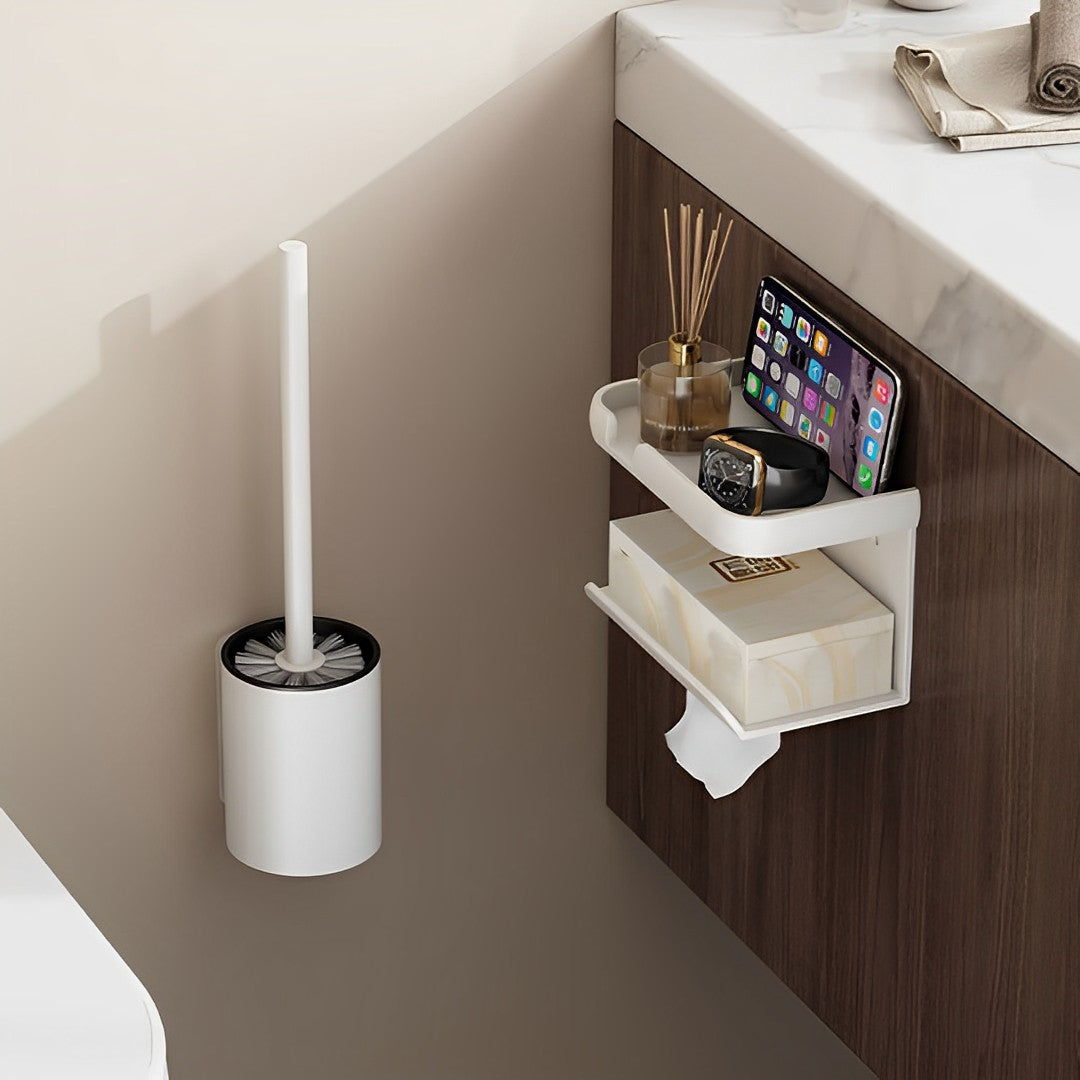 SOGA 27cm Wall-Mounted Toilet Brush with Holder Bathroom Cleaning Scrub White • LUZ-TAN1045