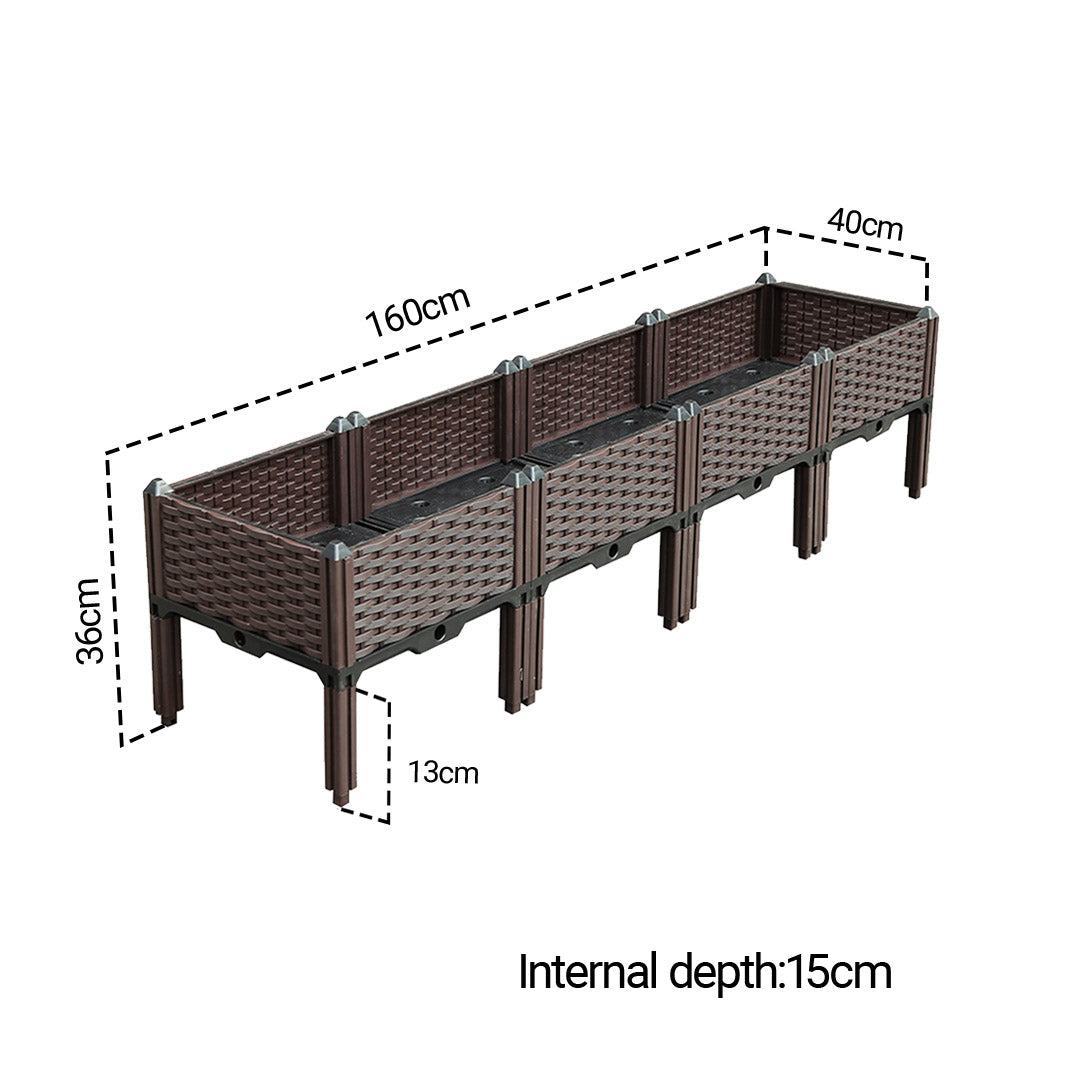 SOGA 160cm Raised Planter Box Vegetable Herb Flower Outdoor Plastic Plants Garden Bed with Legs • LUZ-PlantBox4E