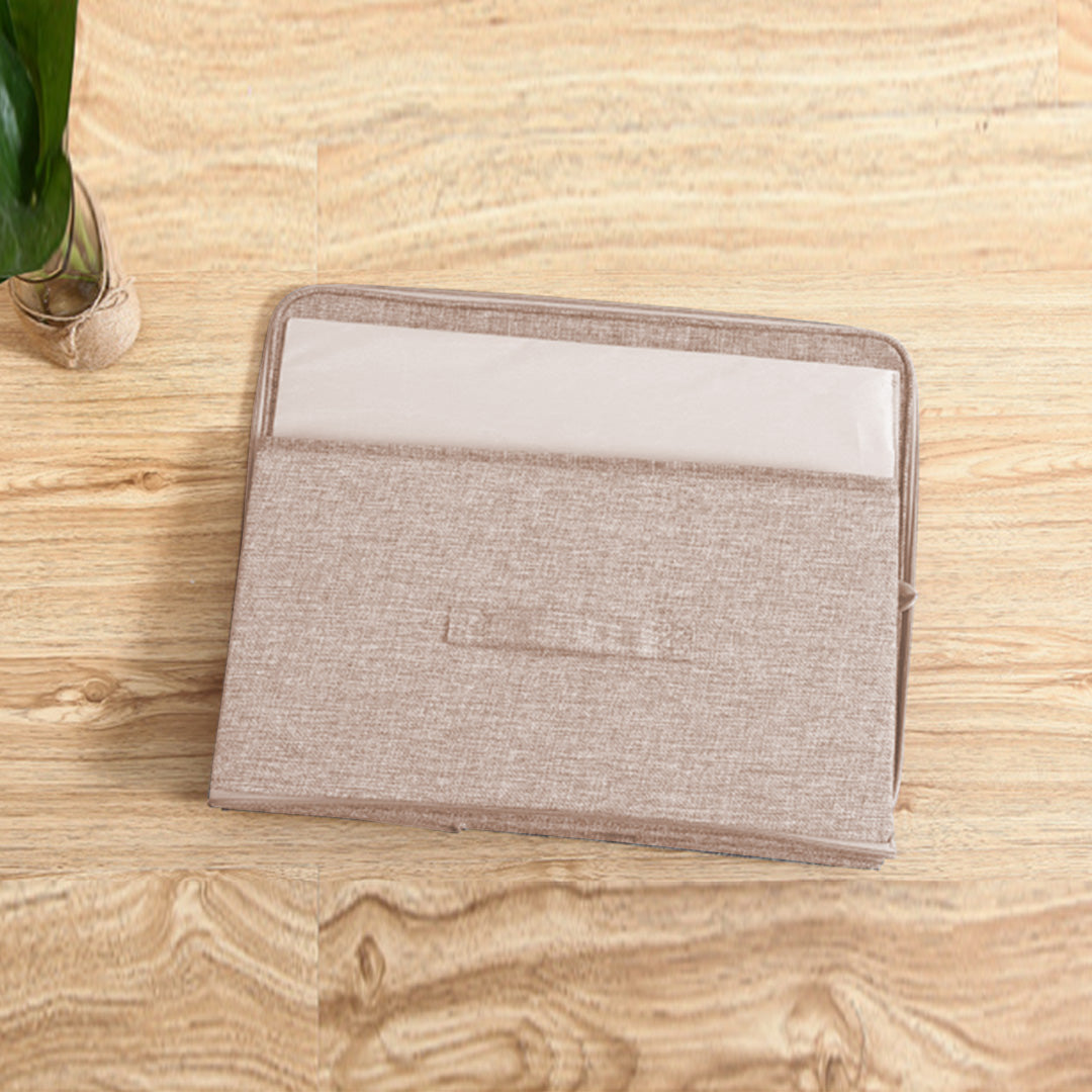 SOGA Beige Small Portable Double Zipper Storage Box Moisture Proof Clothes Basket Foldable Home Organiser • LUZ-SBox023