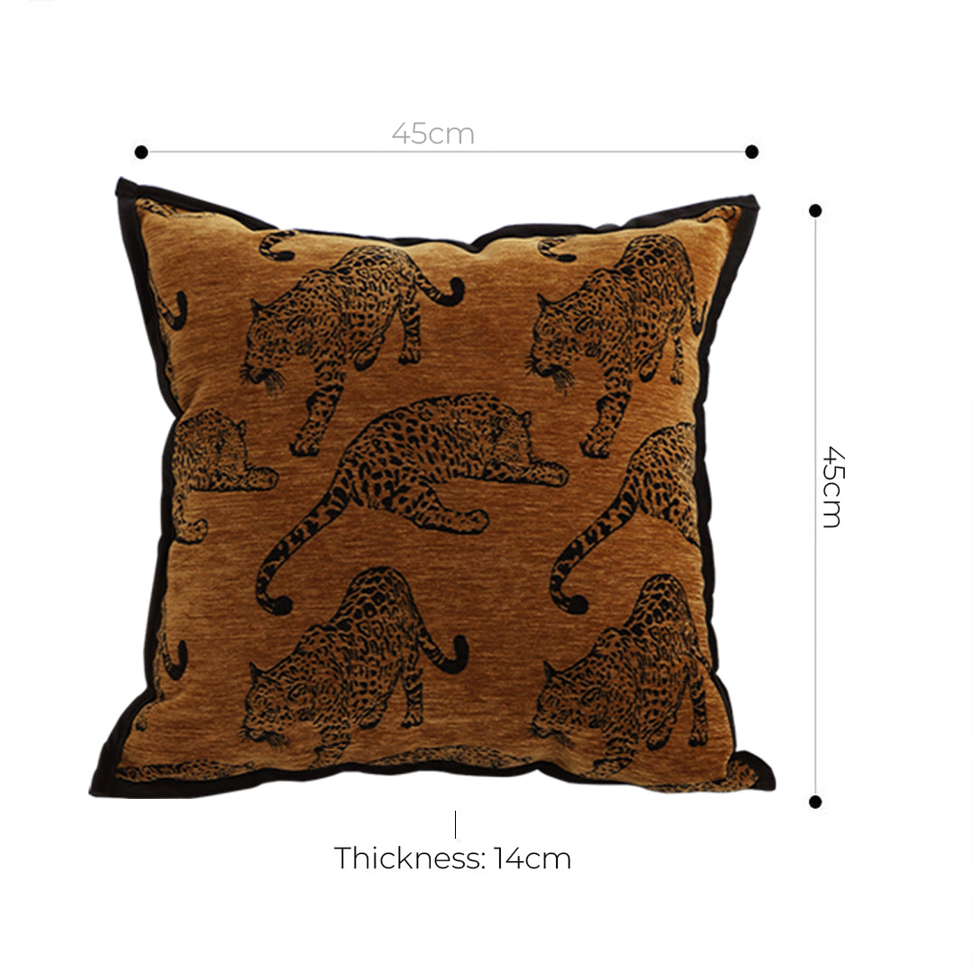 SOGA 2X 45cm Throw Pillow Dark Brown Leopard Square Retro Decorative Cushion for Living Room LUZ-FrenchCushion299X2