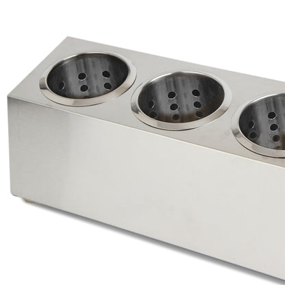 SOGA 2X 18/10 Stainless Steel Commercial Conical Utensils Cutlery Holder with 4 Holes • LUZ-CutleryHolder4602X2