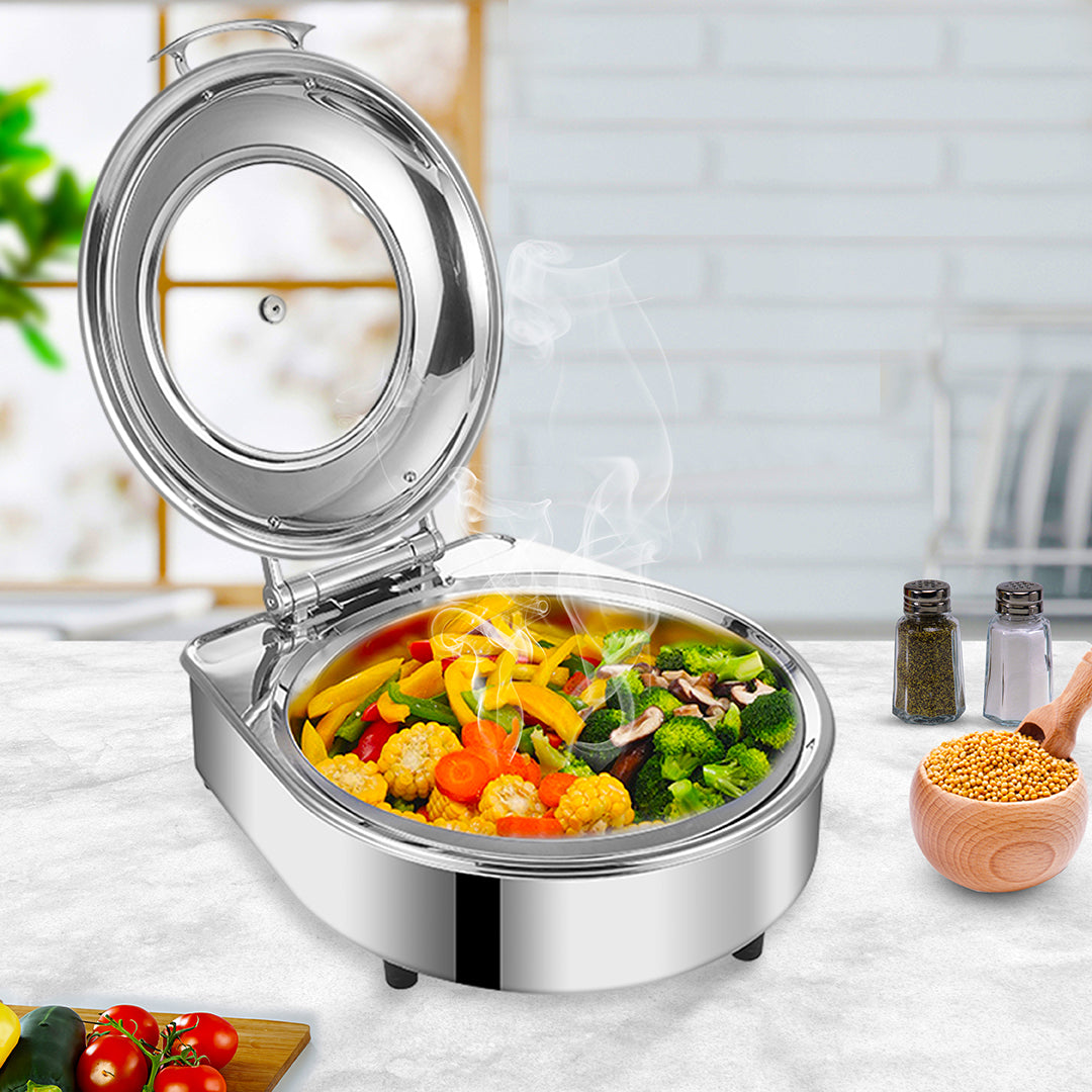 SOGA 2X Stainless Steel Round Chafing Dish Tray Buffet Cater Food Warmer Chafer with Top Lid • LUZ-ChafingDish2105X2