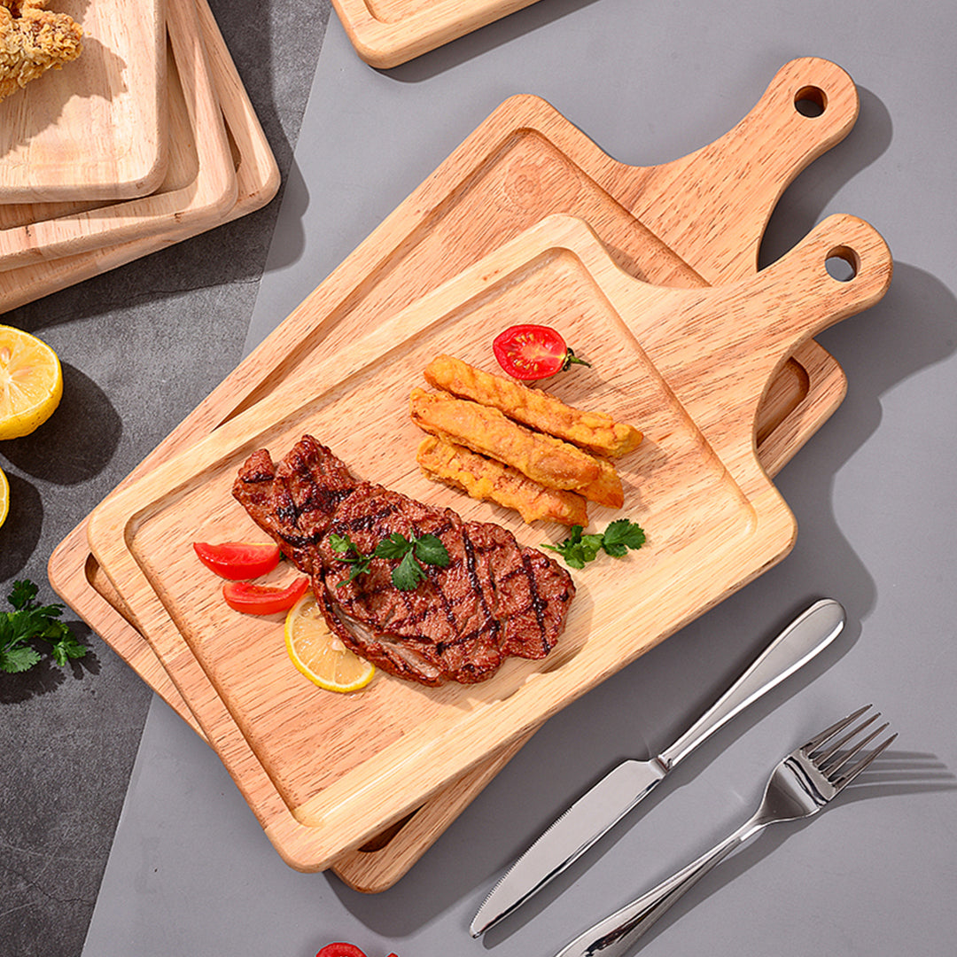 SOGA 40cm Rectangle Premium Wooden Oak Food Serving Tray Charcuterie Board Paddle Home Decor • LUZ-WodA026