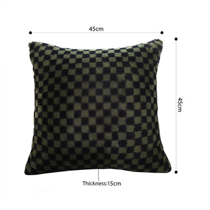 SOGA 45cm Urban Light Luxury Pillow Dark Night Green Checkered Square Throw Pillow • LUZ-FrenchCushion238