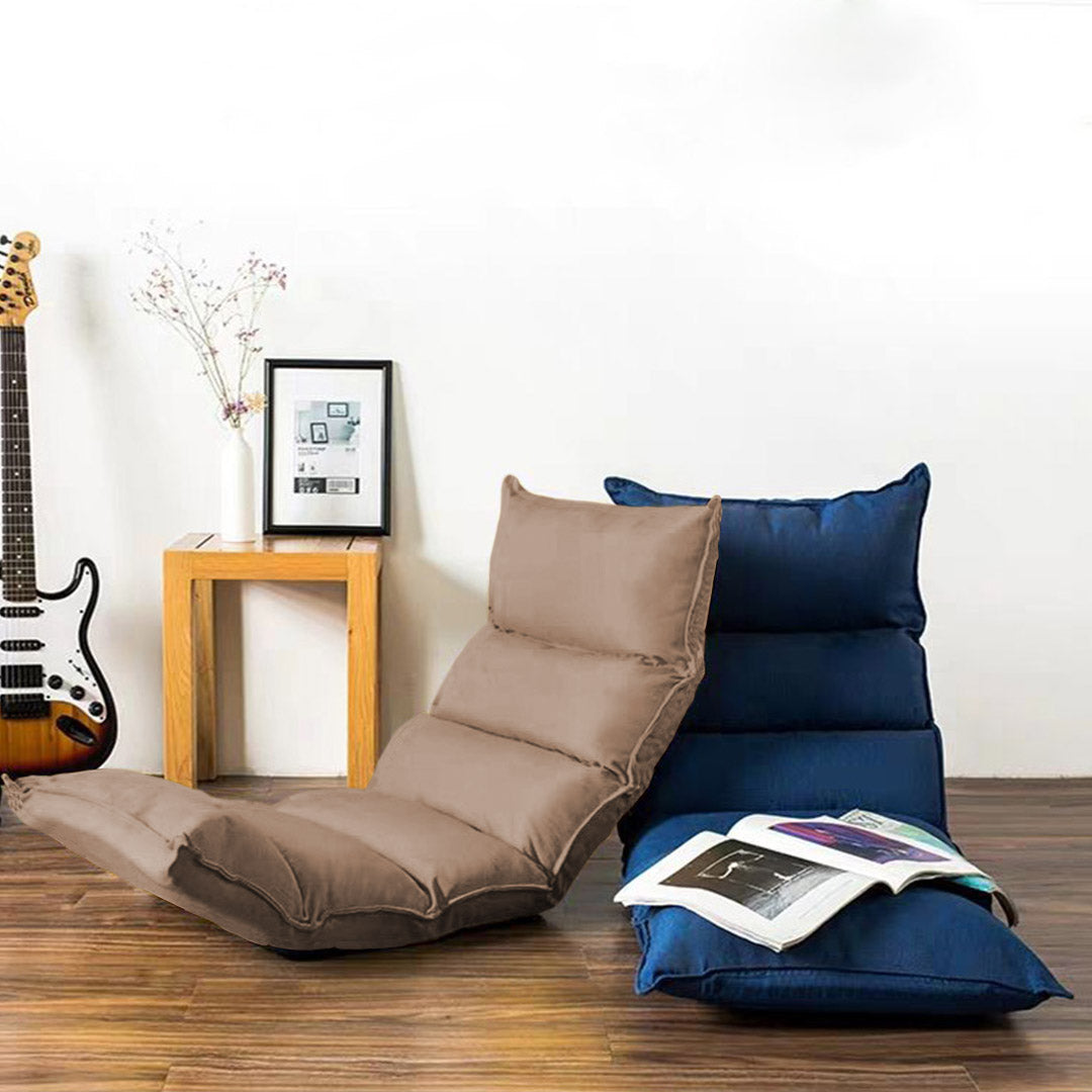 SOGA 4X Foldable Tatami Floor Sofa Bed Meditation Lounge Chair Recliner Lazy Couch Khaki • LUZ-LoungeLeatherKhakiX4