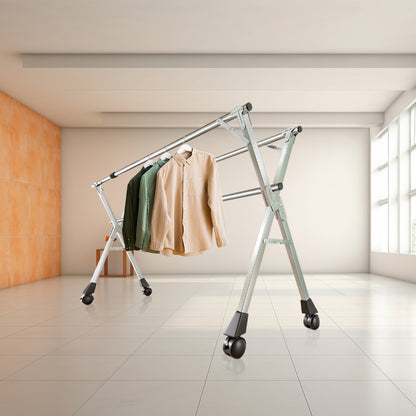 SOGA 2X 200cm Portable Drying Rack Clothes Steel Laundry Rack Foldable Space-Saving Laundry Holder 3 Poles • LUZ-BSXG2518X2