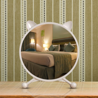 SOGA 30cm White Smart Makeup Bedroom Table Mirror Cat Ear Style No LED Light • LUZ-MirrorE1