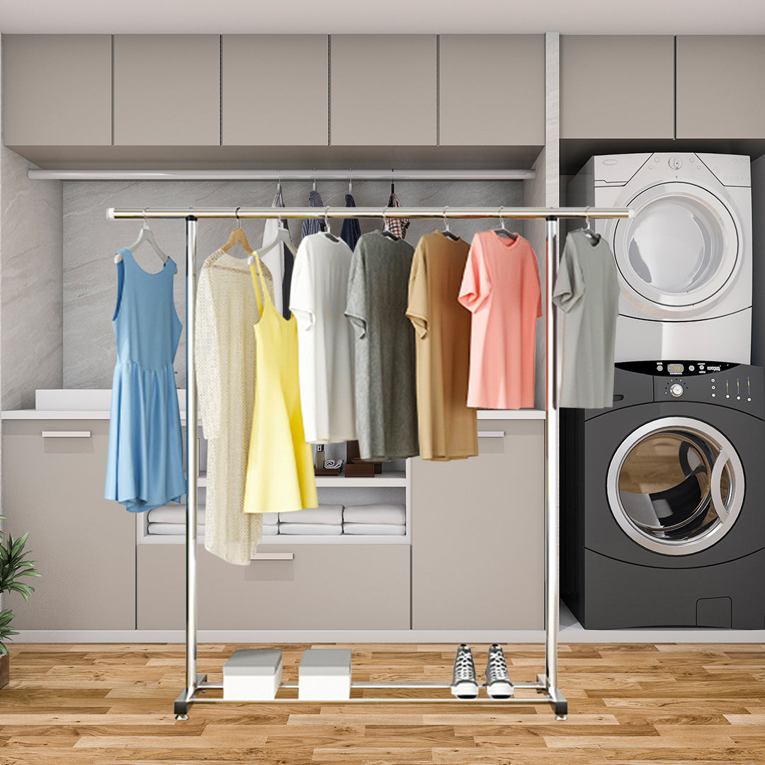 SOGA 2X 240cm Stainless Steel Floor-Standing Clothes Rack - Durable and Space-Saving Laundry Organizer • LUZ-BSXG2527X2