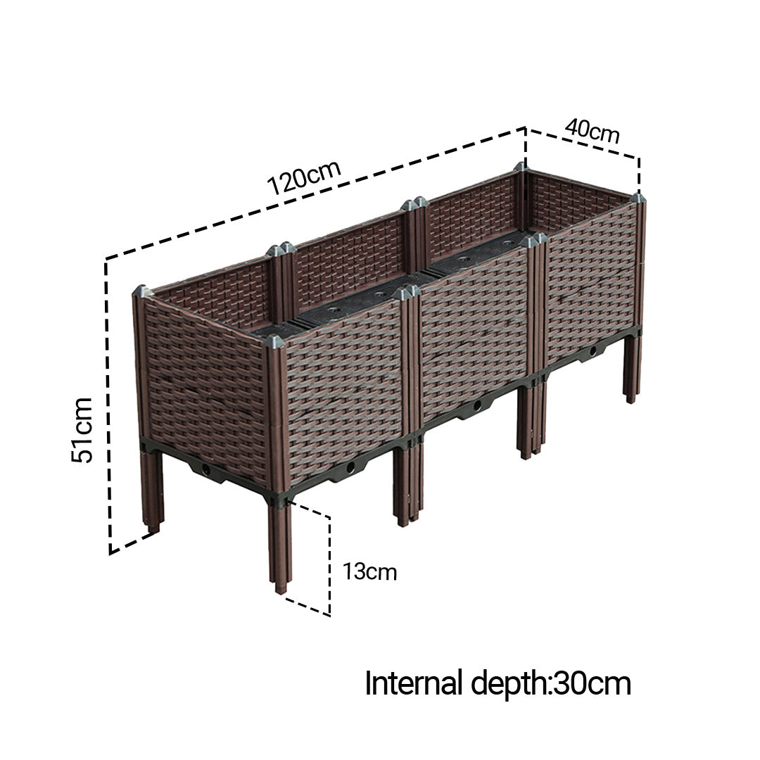 SOGA 120cm Raised Planter Box Vegetable Herb Flower Outdoor Plastic Plants Garden Bed with Legs Deepen • LUZ-PlantBox3F
