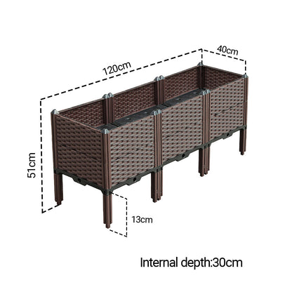 SOGA 120cm Raised Planter Box Vegetable Herb Flower Outdoor Plastic Plants Garden Bed with Legs Deepen • LUZ-PlantBox3F