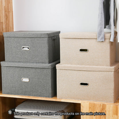 SOGA Beige Large Foldable Canvas Storage Box Cube Clothes Basket Organiser Home Decorative Box • LUZ-SBox007