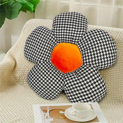 SOGA 2X Black Flower Cushion Shaped for Floor and Sitting Throw Pillow • LUZ-SCushion095X2