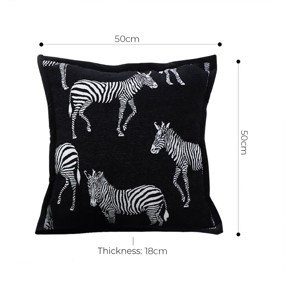 SOGA 50cm Throw Pillow  Black Light Luxury Zebra Square Pillow for Home Decor • LUZ-FrenchCushion343