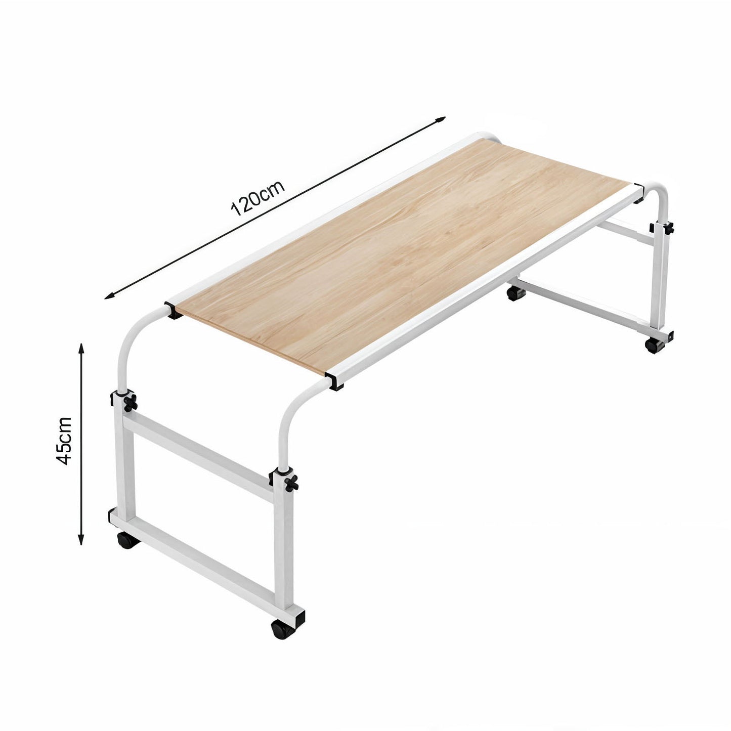 SOGA 2X 120x45cm Wood Cross Bed Movable Desk Table w/ Adjustble Length & Height LUZ-SideTab28X2