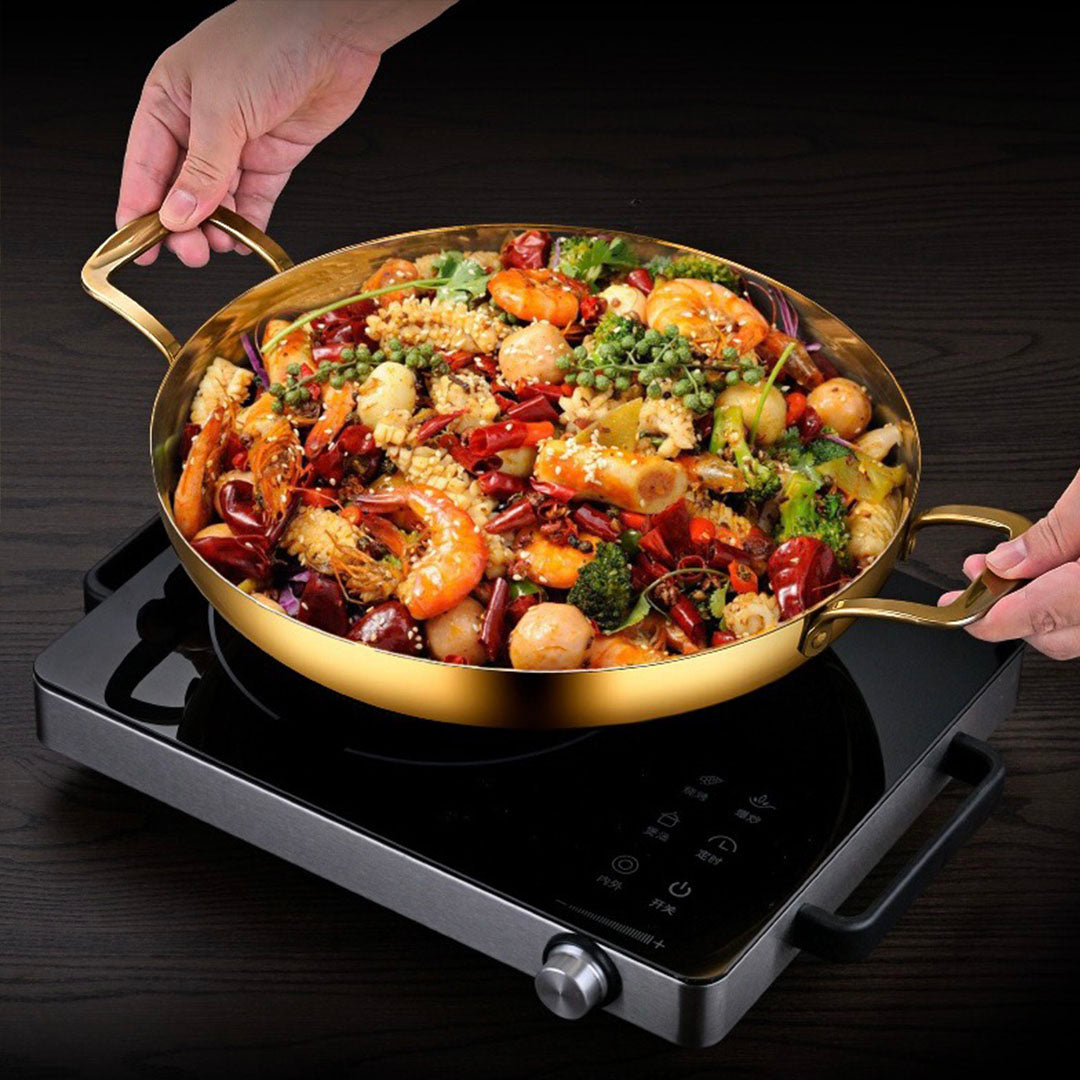 Soga 24cm Flat Base Seafood Dry Pot in Elegant Gold Color with Durable for Kitchen Essential • LUZ-VICSoupPot29