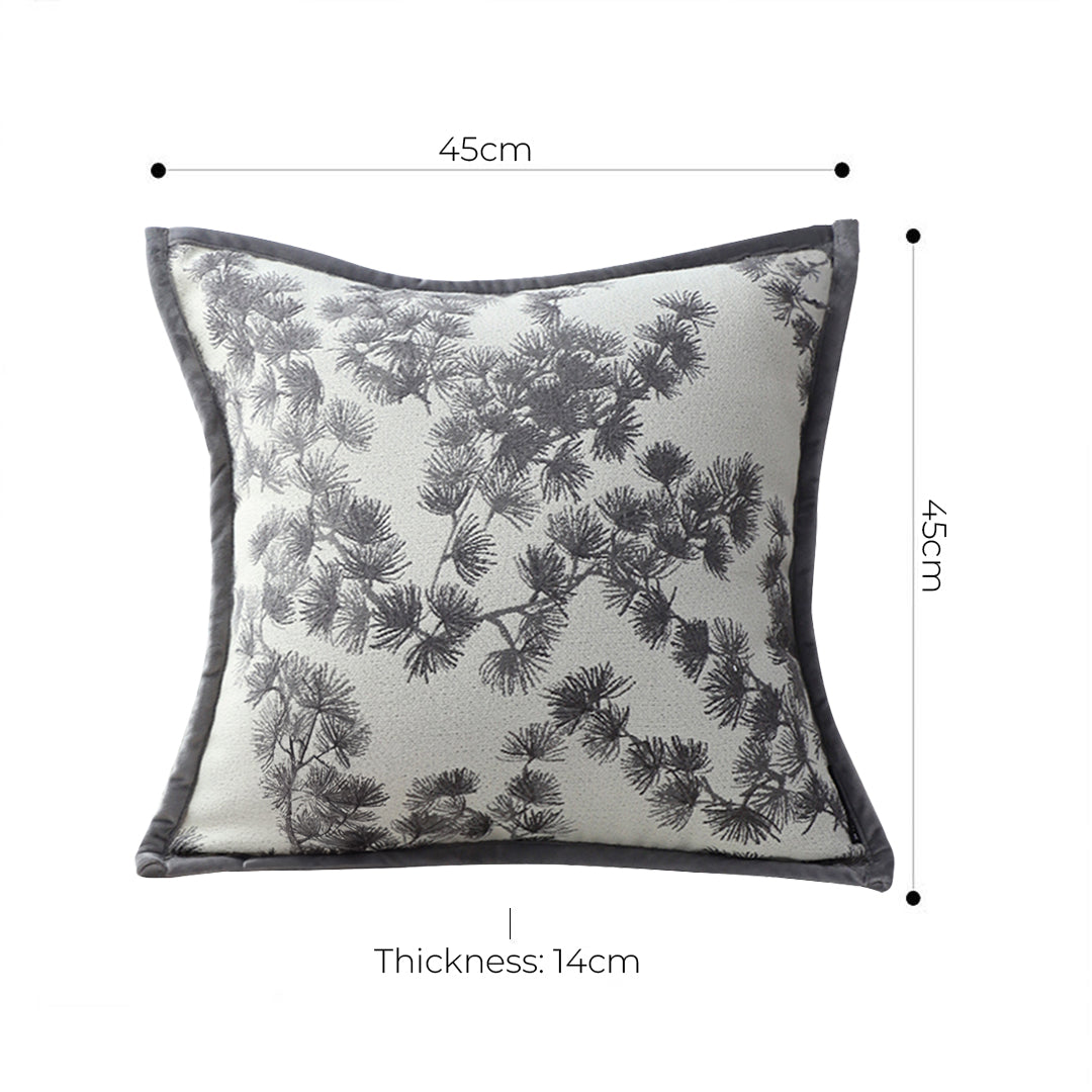 SOGA 2X 45cm Throw Pillow Off White Wide Border with Branch and Pine Needle Design Pattern Home Decor • LUZ-FrenchCushion305X2